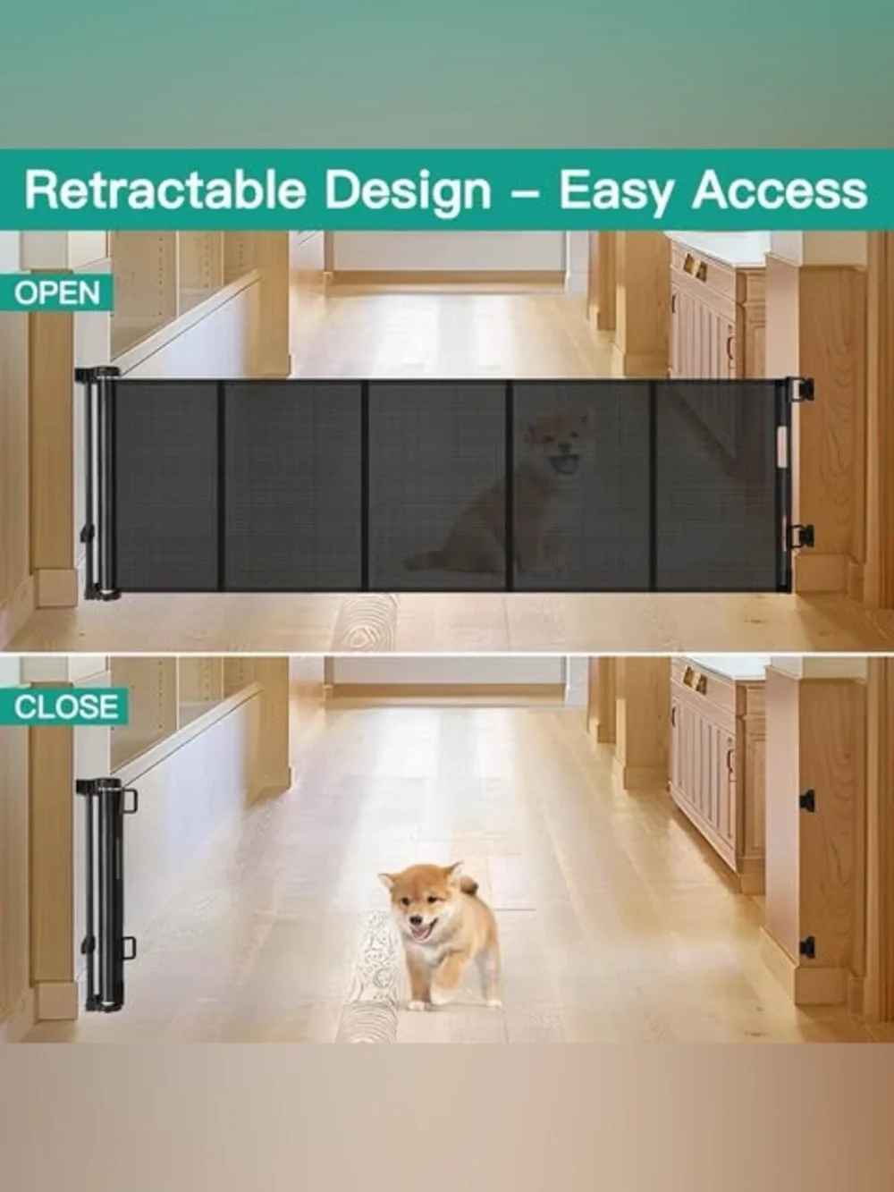 New Retractable Safety Gate - Black, 55